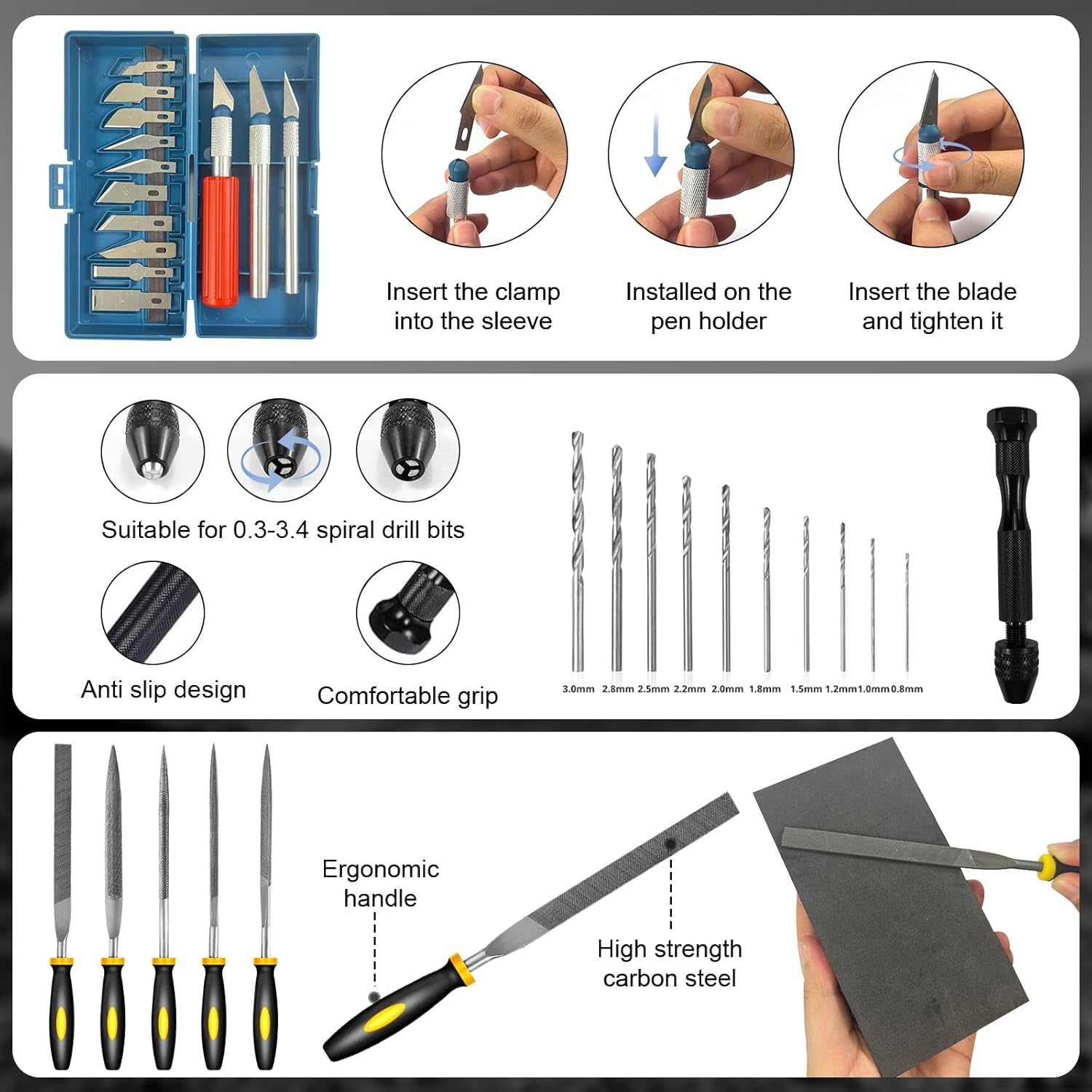 212Pcs 3D Printer Tool Kit with 3D Printer Accessories Bring Tool Box Includes Deburring Ideal for Disassembly Cleaning and Precision Machining Toolboxes