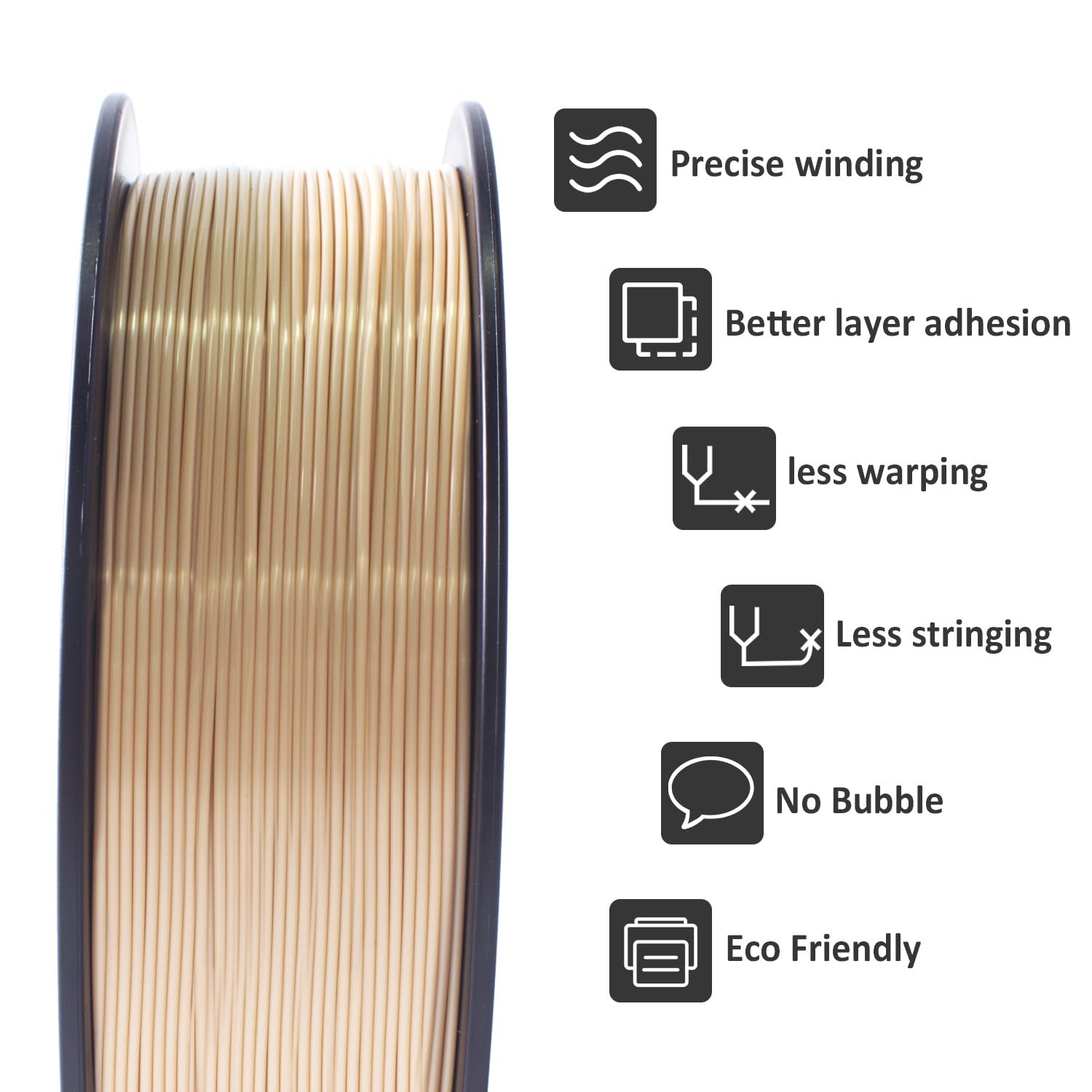 3D Printer Filament, Bone White Pla Filament, 1Kg(2.2Lbs) Spool, 1.75Mm Dimension Accuracy +/- 0.03Mm, 3D Printing Filament