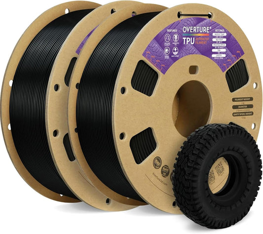 TPU Filament 1.75Mm Flexible Roll, 95A Soft 3D Printer Filament, 1Kg Spool (2.2 Lbs), Fit Most FDM Printer (TPU Black 2-Pack)