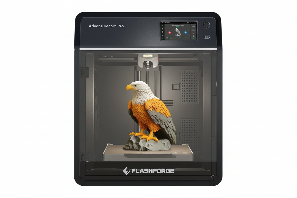 Flashforge Adventurer 5M Pro 3D Printer, 600mm/s High Speed Printing, Auto Leveling, Direct Drive Extruder, 220x220x220mm Build Volume