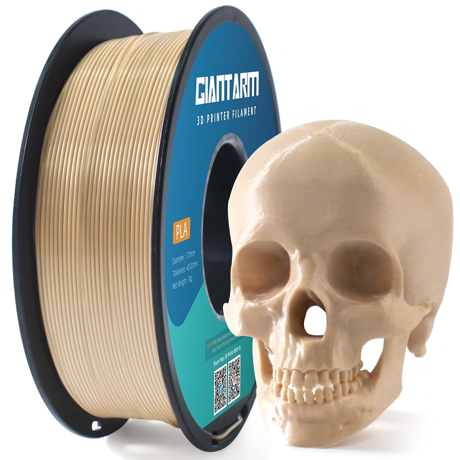 3D Printer Filament, Bone White Pla Filament, 1Kg(2.2Lbs) Spool, 1.75Mm Dimension Accuracy +/- 0.03Mm, 3D Printing Filament