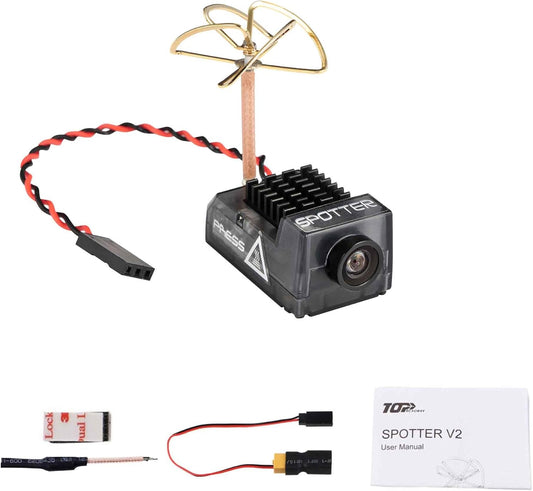 Spotter V2 FPV Camera and Transmitter Kit, 5.8G Micro AIO Cam, OSD, Integrated Mic, FOV170 Degree 700TVL, 40CH, 20MW-200MW Adjustable