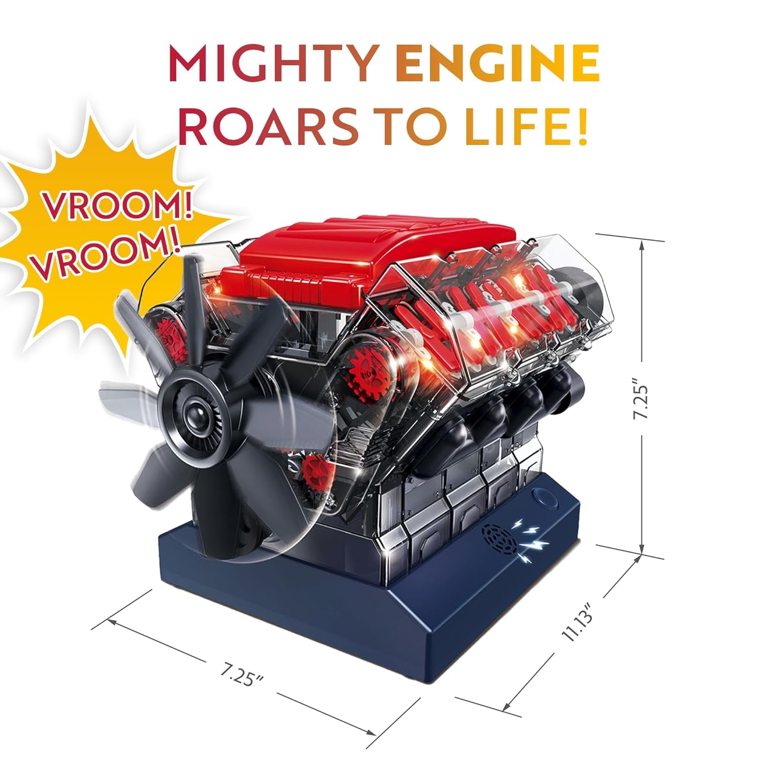 V8 Combustion Engine Model Kit That Runs - Build Your Own STEM Mini V8 Model Engine Kit for Adults & Kids Age 12+, Visible V8 Mini Engine Kit That Works for Adult W/ 270 STEM Parts