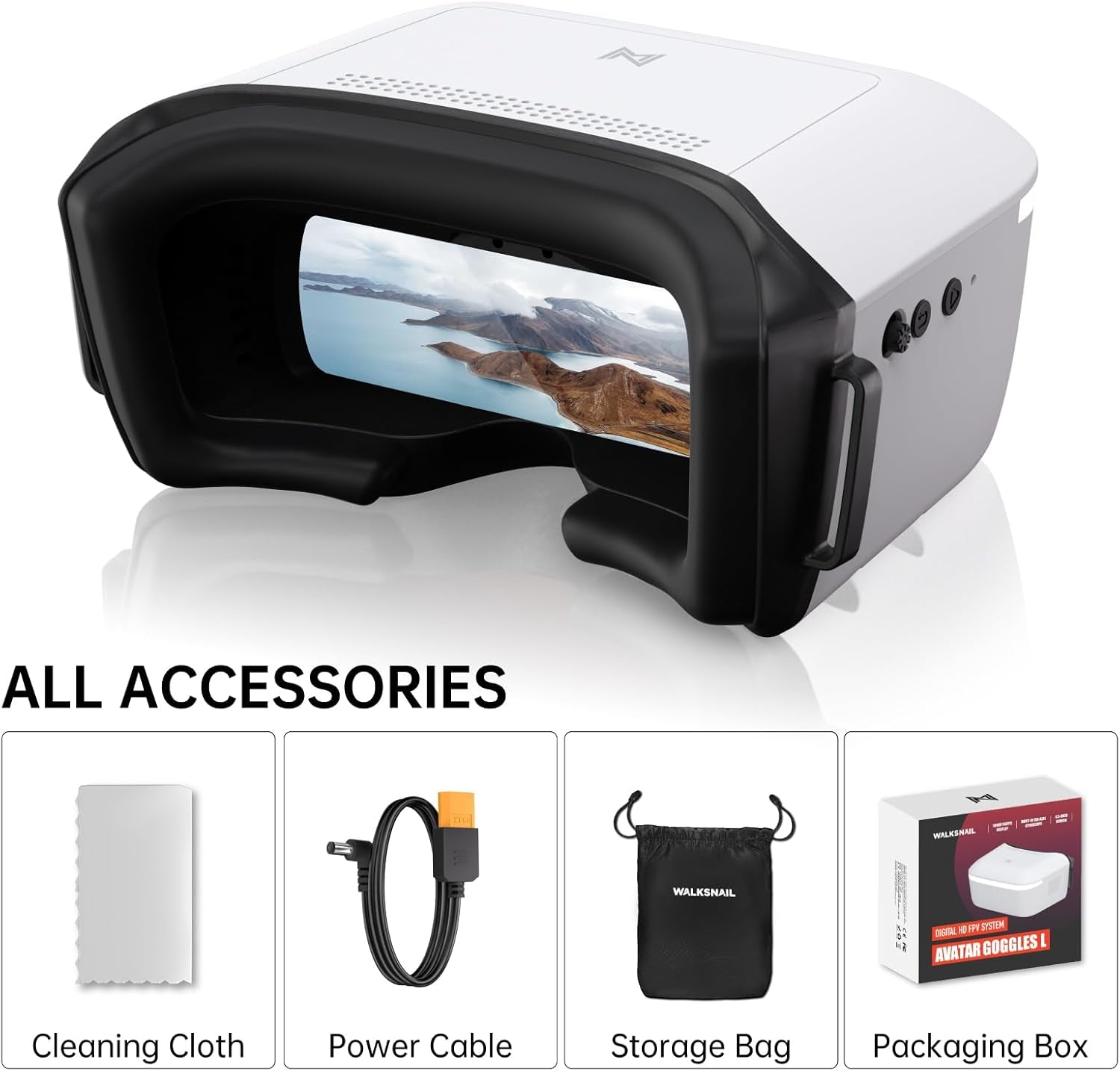 Walksnail Avatar HD FPV Goggles L – 1080P 4.5-Inch Screen, Head Tracking, Immersive Flight Experience, PPM Signal, Micro SD Slot, Lens Customization, Compatible with All Walksnail VTX Kits
