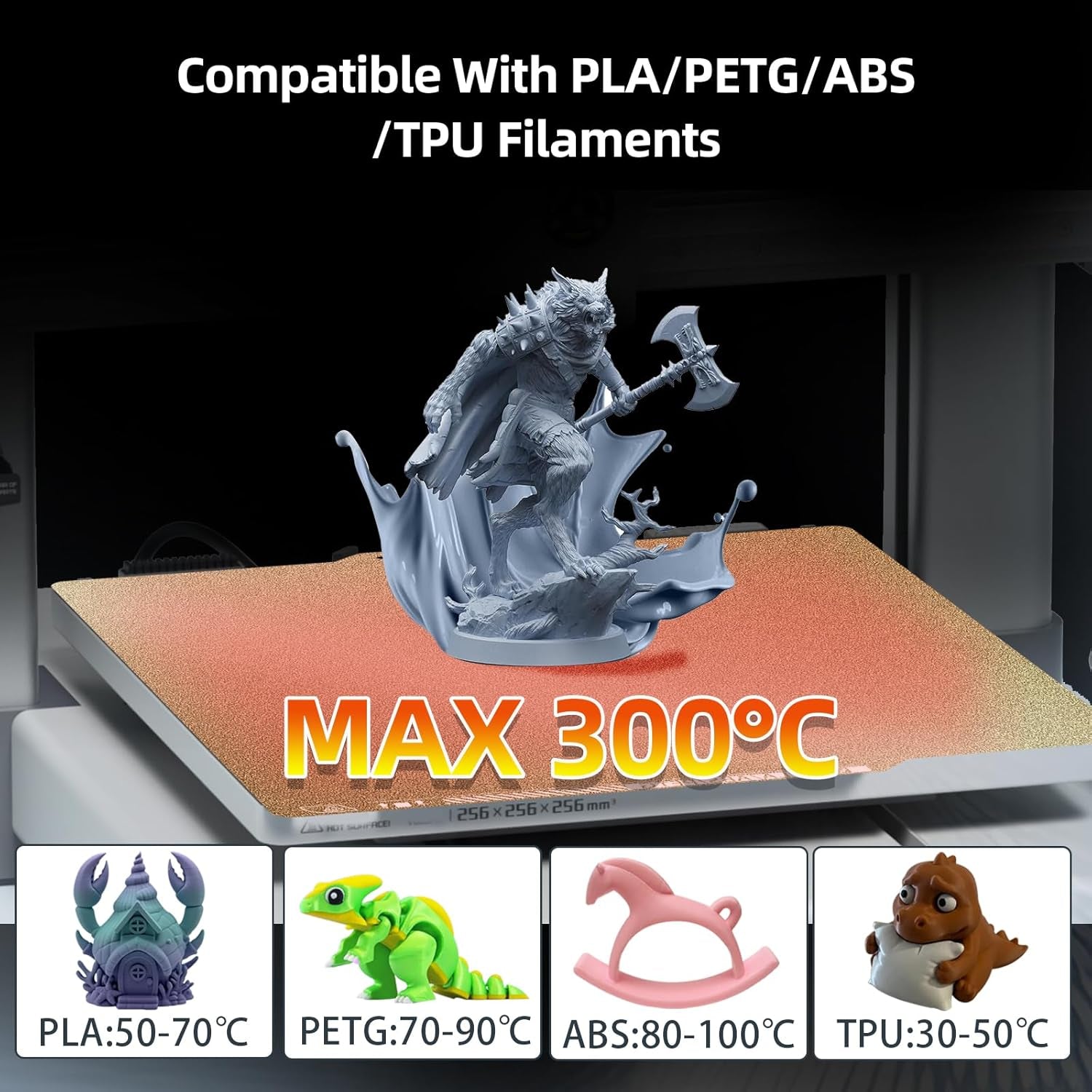 P1S PEI Sheet with QR Code for Bambu Lab P1P P1S A1 X1 X1C X1E,258X258Mm,Dual-Sided PEI Build Plate PLA PETG ABS Spring Steel Plate for Bambu Lab 3D Printer