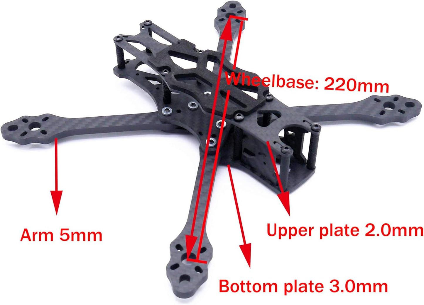 220Mm FPV Racing Drone Frame 5 Inch Carbon Fiber Quadcopter Frame Kit Support DJI Air Unit