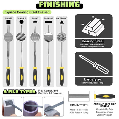3D Printer Tools Kit, 34Pcs 3D Printer Accessories for All FDM/SLA Printers Includes Nozzle Cleaning, Removal Scrapers, Finishing Tools, 5 Types of Files,Brushes, Wire Cutter, Engraving Knife