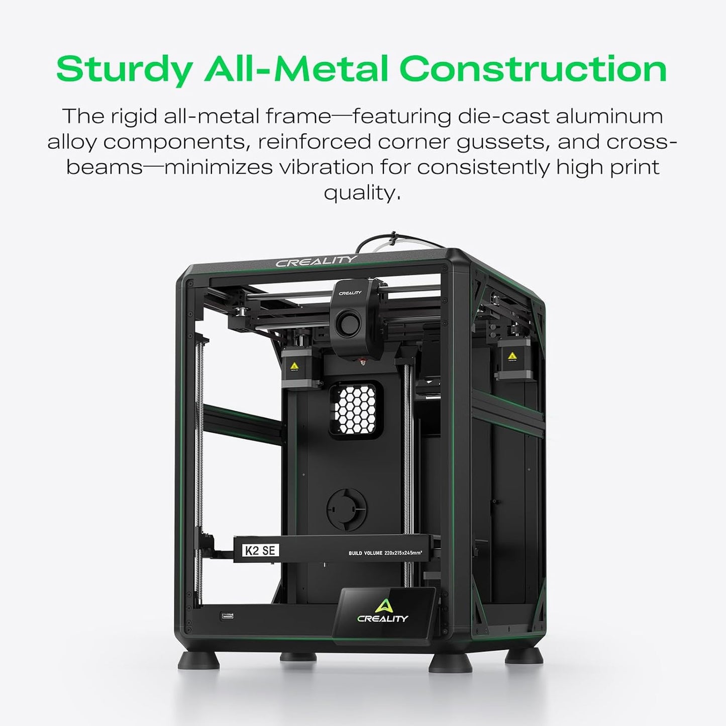 K2 SE 3D Printer, 500Mm/S High-Speed Printing, Support Multi Color 3D Printing Needs CFS, Solid Metal Build, Auto Leveling, Direct Drive Extruder, Quick-Swap Nozzle, 220×215×245Mm Print Size