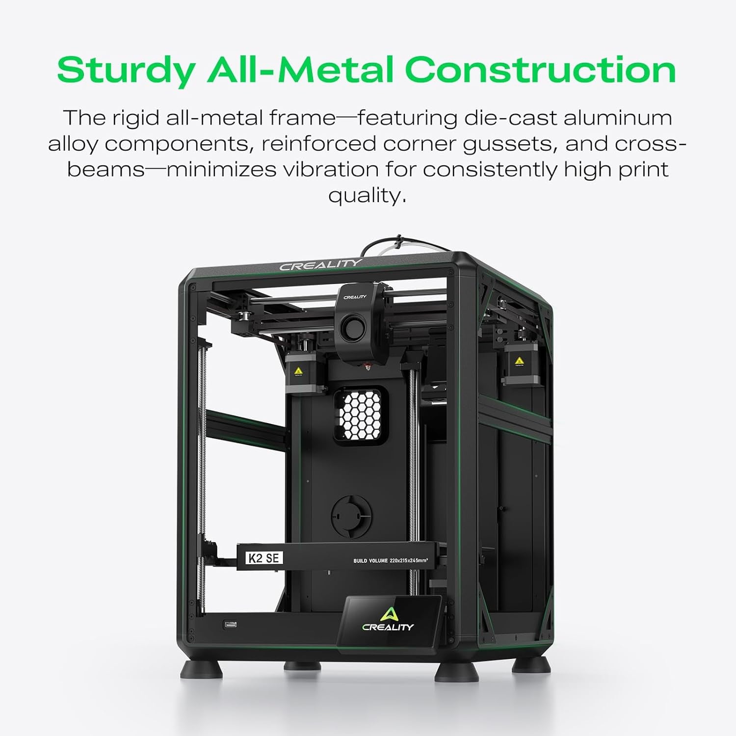K2 SE 3D Printer, 500Mm/S High-Speed Printing, Support Multi Color 3D Printing Needs CFS, Solid Metal Build, Auto Leveling, Direct Drive Extruder, Quick-Swap Nozzle, 220×215×245Mm Print Size