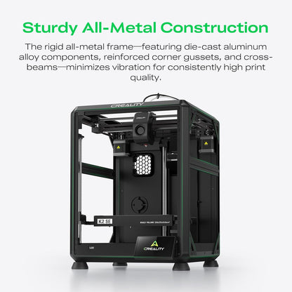K2 SE 3D Printer, 500Mm/S High-Speed Printing, Support Multi Color 3D Printing Needs CFS, Solid Metal Build, Auto Leveling, Direct Drive Extruder, Quick-Swap Nozzle, 220×215×245Mm Print Size
