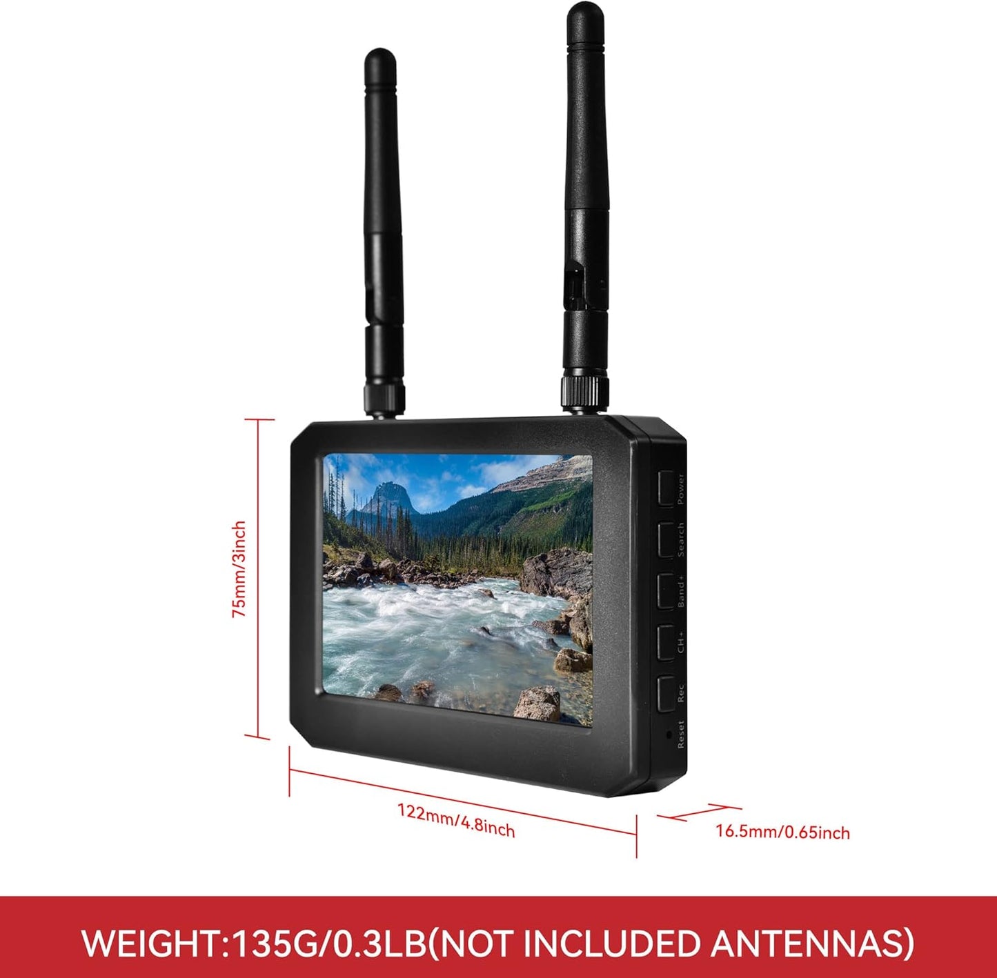 FPV Monitor for FPV Camera- 5.8Ghz 4.3" FPV Display Screen with DVR 40CH Receiver 800X480 IPS Display Built-In Battery for RC Hobby FPV Drone RC Car FPV VTX Goggles