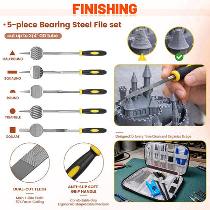 50Pcs 3D Printer Tool Kit & Accessories – Nozzle Cleaning Tools, Scrapers, Files, Wire Cutter, Craft Knife, Tube Cutter, Wrench & Tweezers – Complete Starter Kit with Tool Bag for Cleaning & Finishing