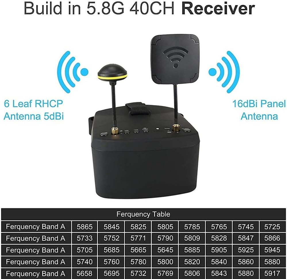 EV800D FPV Goggles with DVR 5.8G 40CH 5 Inch 800X480 Build in Antenna Battery for Analog FPV Camera and Transmitter FPV Drone RC Car