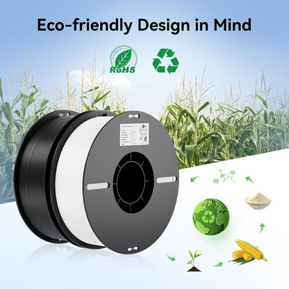 2Kg Black & White PLA 1.75Mm Filament Bundle for 3D Printing with No-Tangling Strong Bonding and Overhang Performance, Accuracy +/- 0.02Mm