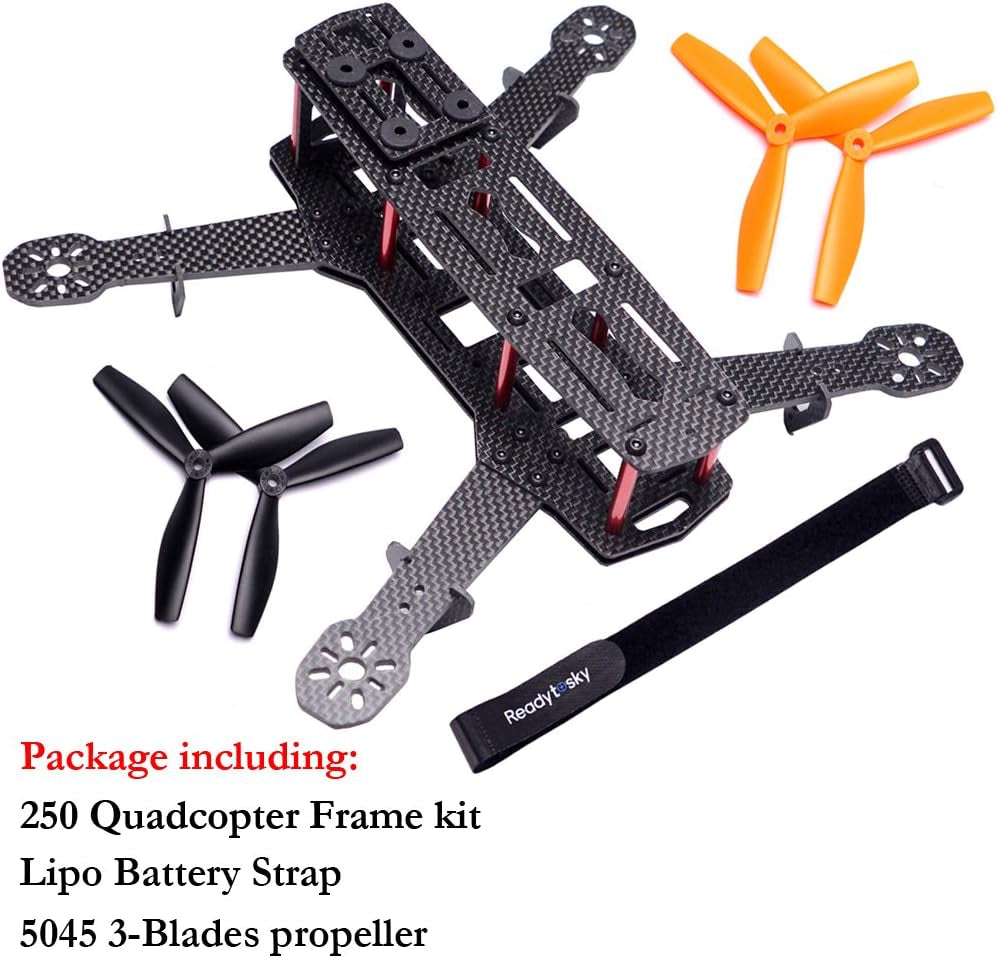 250Mm FPV Racing Drone Frame 5 Inch Carbon Fiber Quadcopter Frame Kit with 4Mm FPV Frame Arms+Lipo Battery Strap