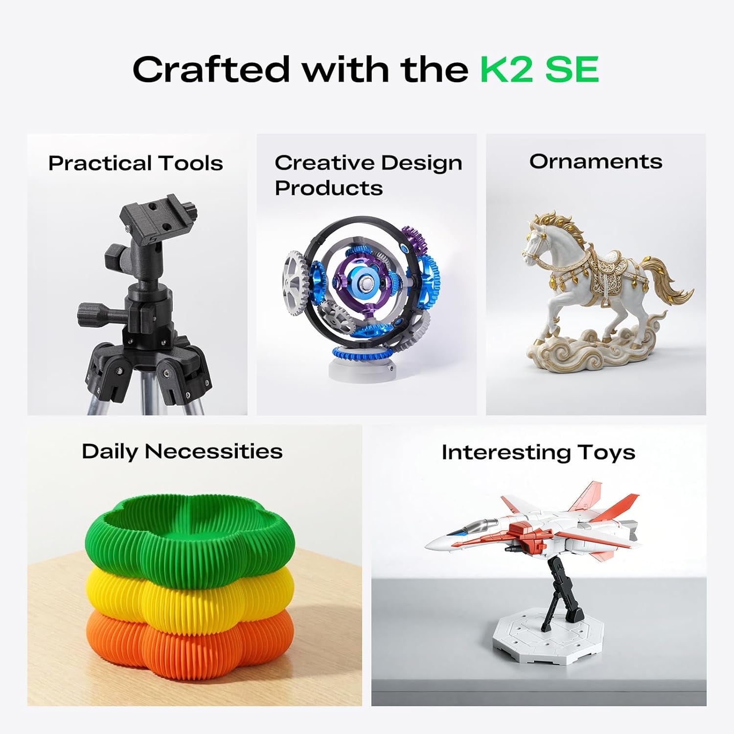 K2 SE 3D Printer, 500Mm/S High-Speed Printing, Support Multi Color 3D Printing Needs CFS, Solid Metal Build, Auto Leveling, Direct Drive Extruder, Quick-Swap Nozzle, 220×215×245Mm Print Size