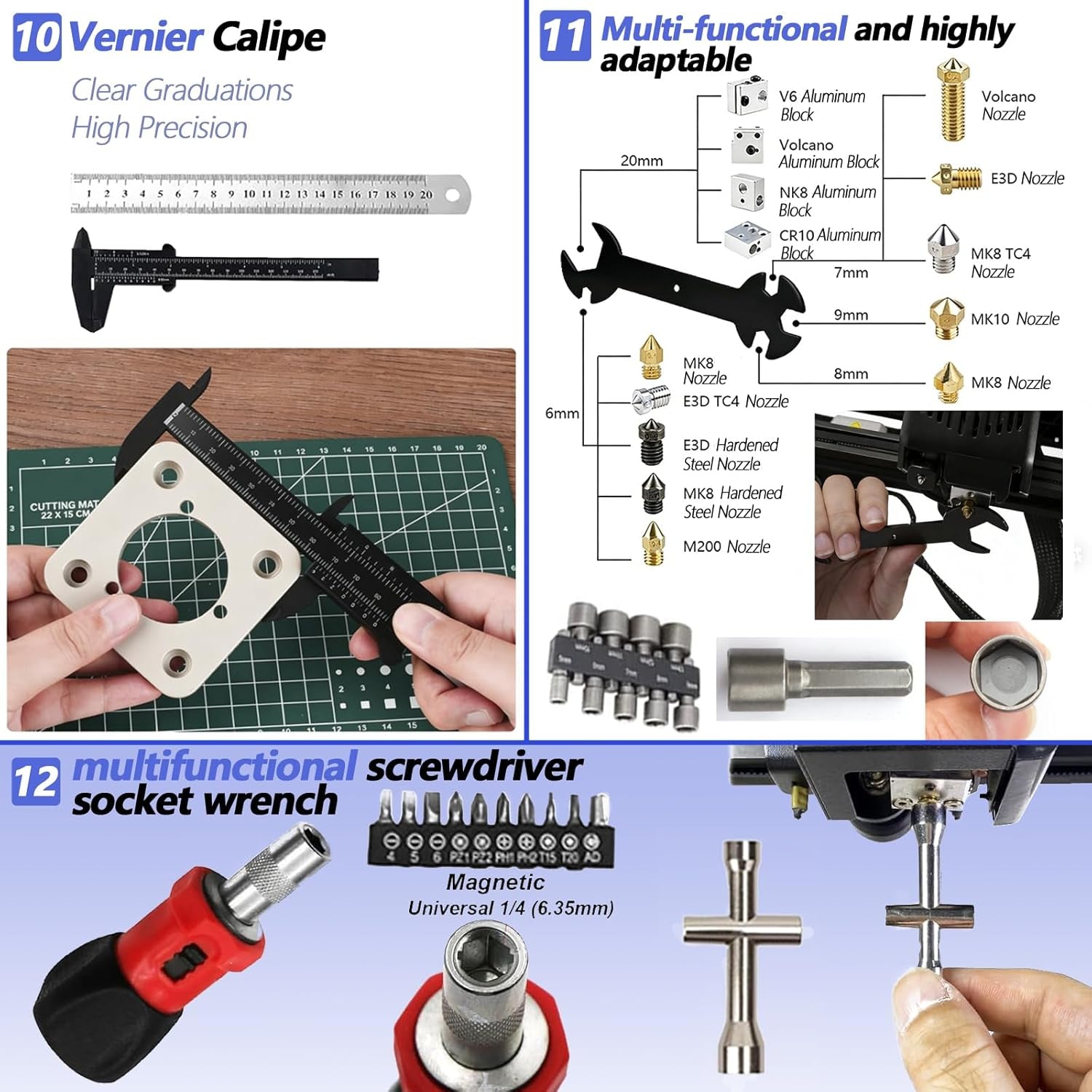 262 Pcs Large 3D Printer Tool Set (W/Tool Bag) – Integrates Basic Model Tools, Multi-Spec Nozzle Cleaning Kit & Mini Electric Grinder, Meets Full-Process Model Needs (Removal, Trimming, Finishing).