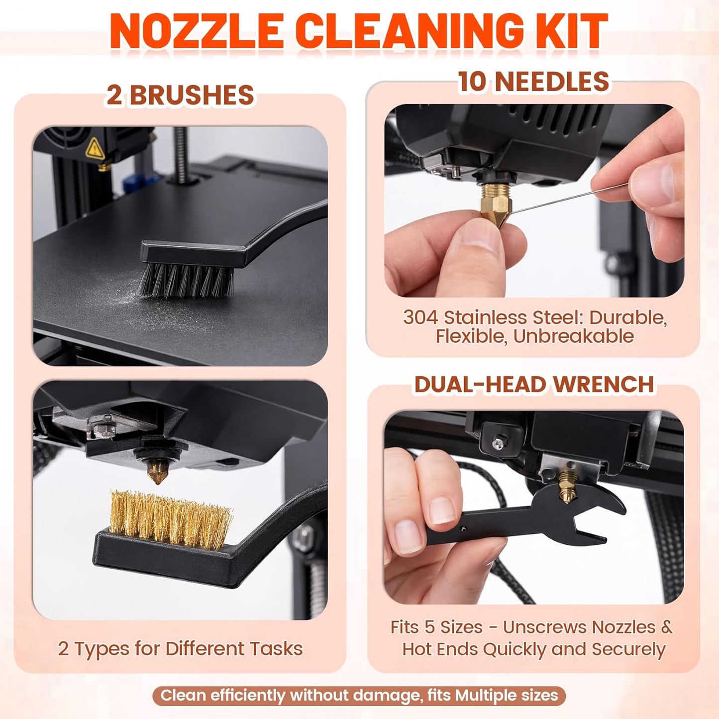 50Pcs 3D Printer Tool Kit & Accessories – Nozzle Cleaning Tools, Scrapers, Files, Wire Cutter, Craft Knife, Tube Cutter, Wrench & Tweezers – Complete Starter Kit with Tool Bag for Cleaning & Finishing