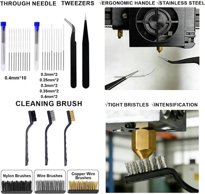 91PCS 3D Printer Tools Kit, 3D Printing Tool Set with Nozzle Cleaning, Removal, Deburring, Finishing Tools, Complete Post-Processing Tool Kit for 3D Printers for FDM & SLA Printers