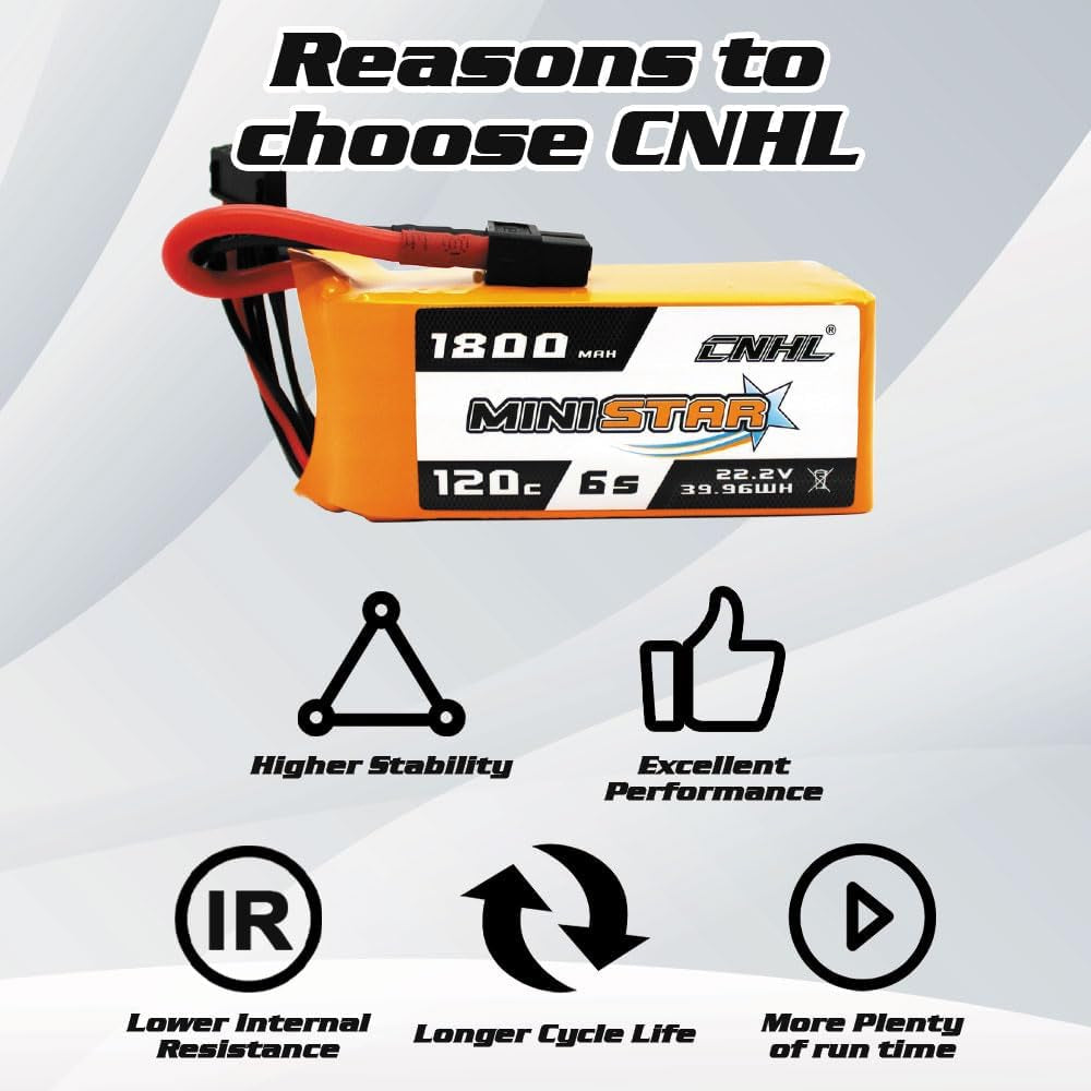 1800Mah 6S Lipo Battery 22.2V 120C with XT60 Plug for Racing RC Airplane,Boat,Heli Airplane,Drone FPV (2 Packs)