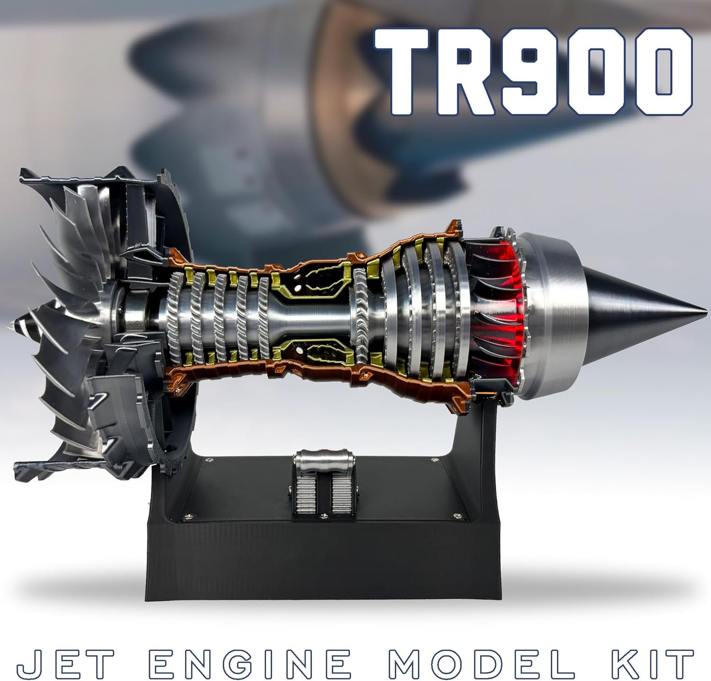 Jet Engine Model Kit, TR900 Turbofan Aircraft Engine Model 3D Printing Toy for Teen(Assembly Version)