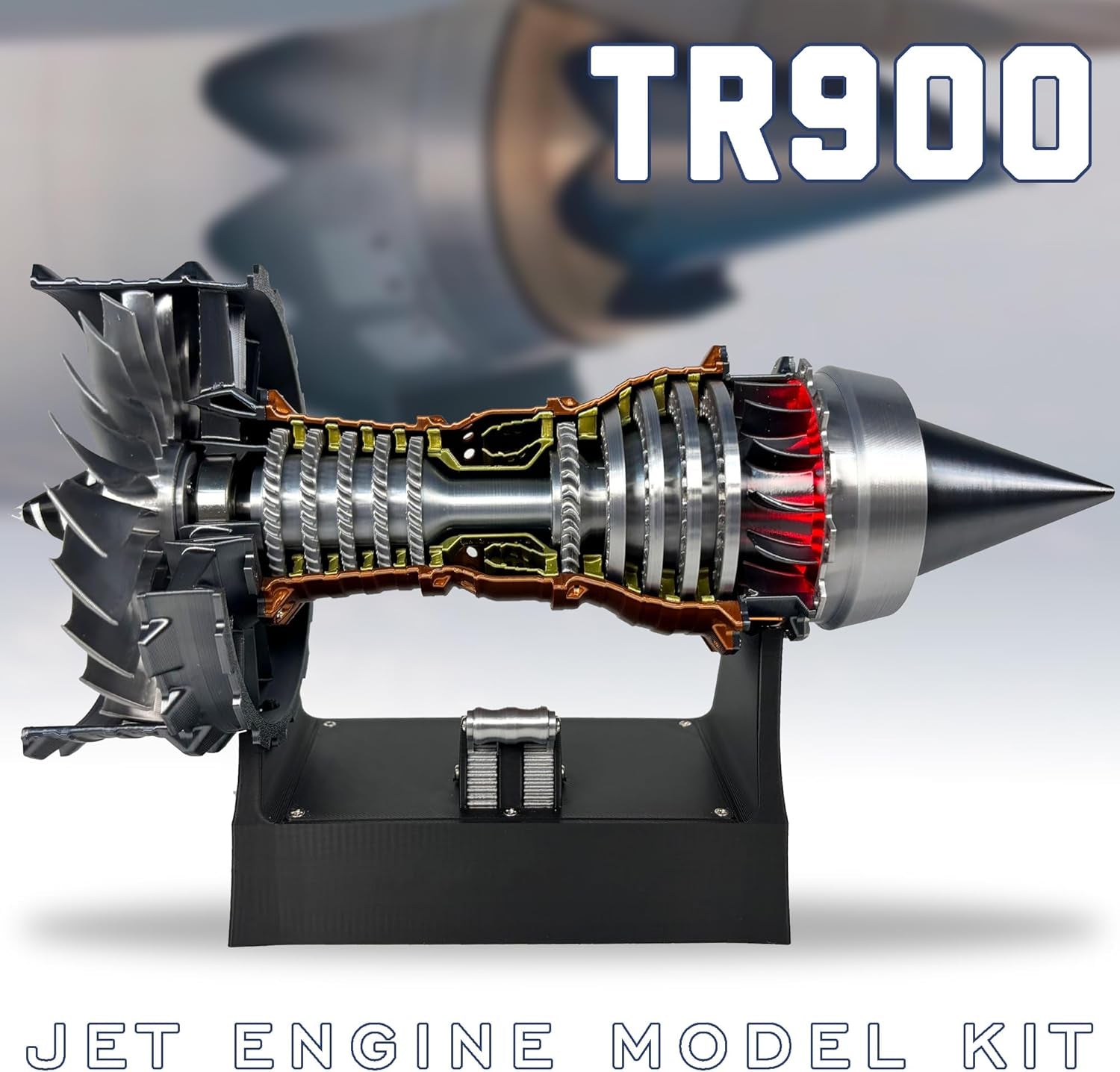 Jet Engine Model Kit, TR900 Turbofan Aircraft Engine Model 3D Printing Toy for Teen(Assembly Version)