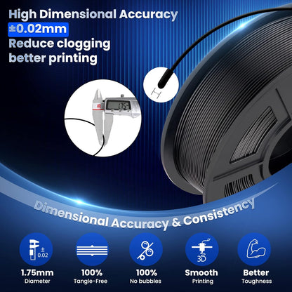 3D Printer Filament PLA plus 1.75Mm 2KG,  Neatly Wound PLA Filament 1.75Mm PRO, PLA+ Filament for Most FDM 3D Printer, Dimensional Accuracy +/- 0.02 Mm, 1 Kg Spool, 2 Packs, Black+White