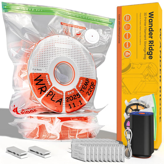3D Printer Filament Storage Bags Vacuum Storage Bags Kit 3D Printer Accessories with 20 Storage Bags (13X15 Inches), 20 Desiccants, Auto Pump, 2 Sealing Clips, Dust Proof, Humidity Resistant