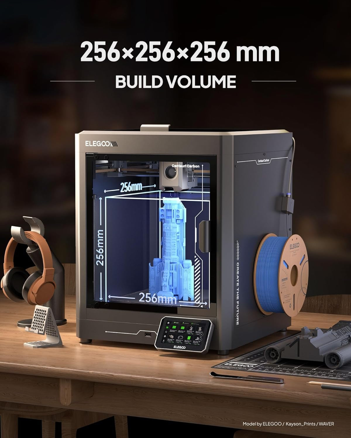 Centauri Carbon 3D Printer, Corexy 500Mm/S High Speed Printing with Auto Calibration, 320°C Nozzle and Built-In Camera, Ready to Print Out of the Box, 256X256X256Mm Printing Size
