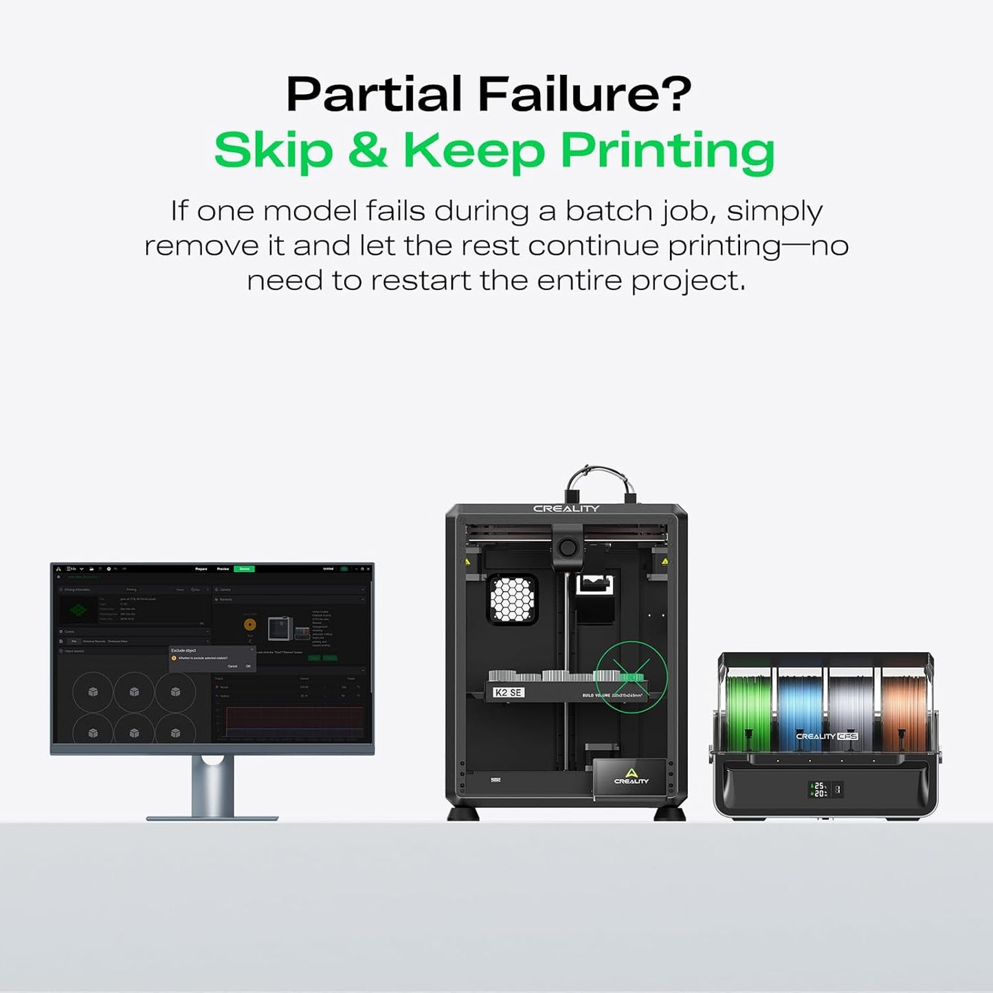 K2 SE 3D Printer, 500Mm/S High-Speed Printing, Support Multi Color 3D Printing Needs CFS, Solid Metal Build, Auto Leveling, Direct Drive Extruder, Quick-Swap Nozzle, 220×215×245Mm Print Size