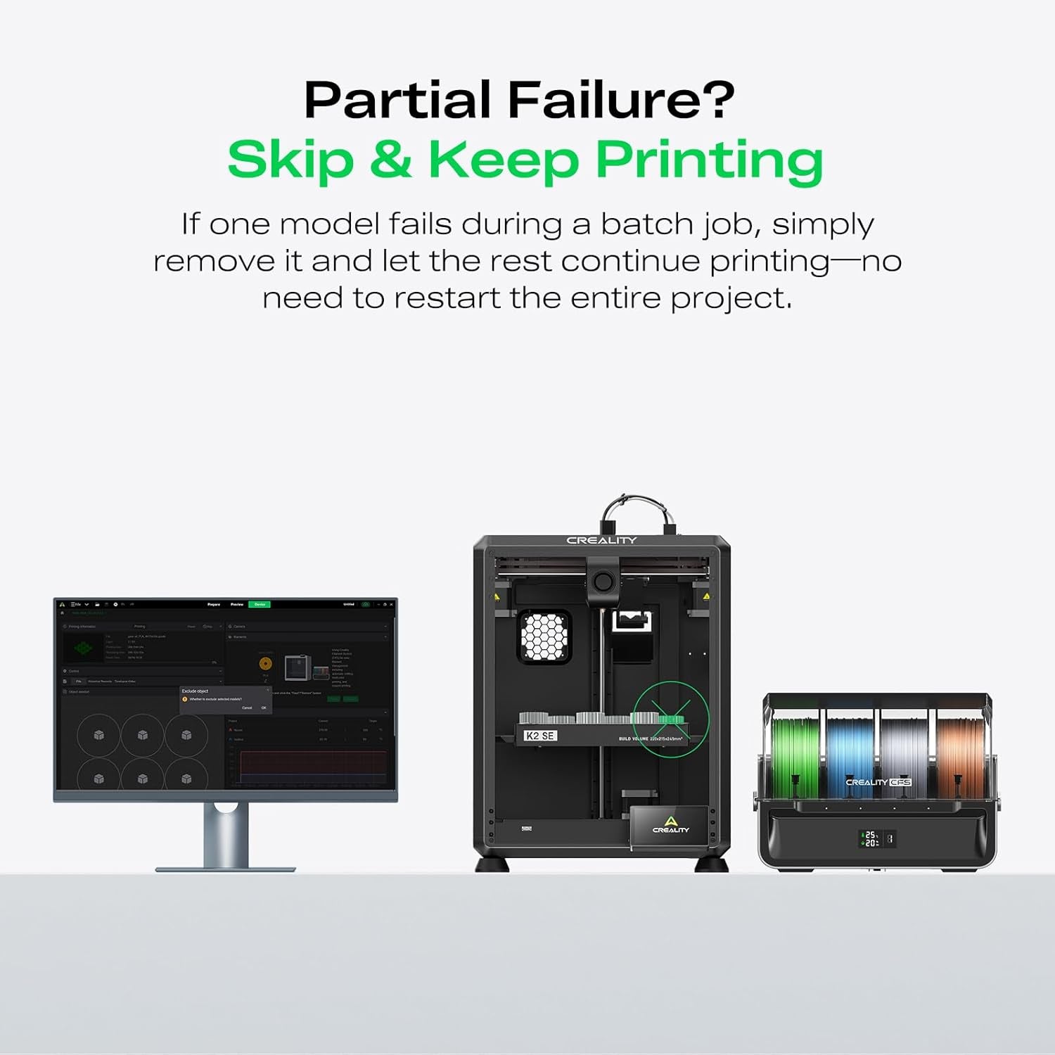 K2 SE 3D Printer, 500Mm/S High-Speed Printing, Support Multi Color 3D Printing Needs CFS, Solid Metal Build, Auto Leveling, Direct Drive Extruder, Quick-Swap Nozzle, 220×215×245Mm Print Size