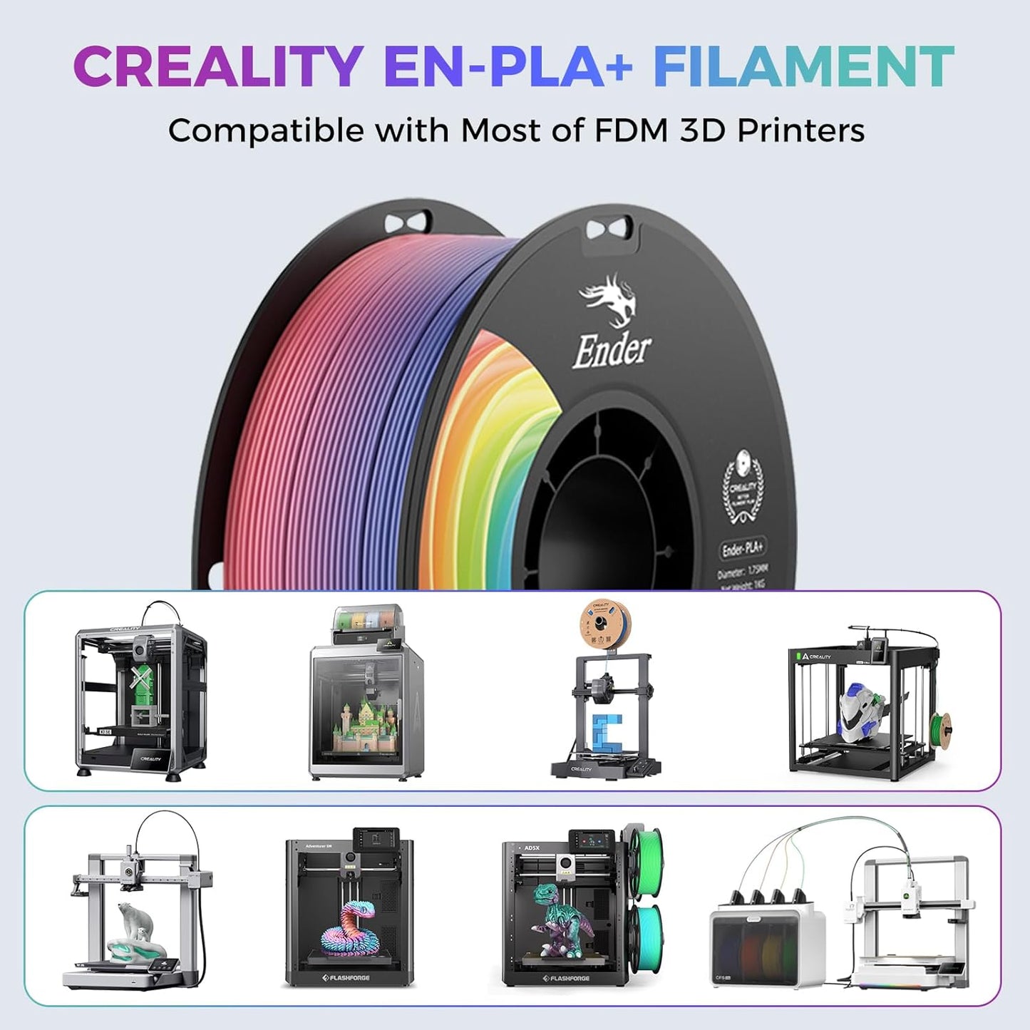 3D Printer Filament, Rainbow PLA+ Filament 1.75Mm, Multicolor PLA plus Strong Toughness Dimensional Accuracy +/- 0.03Mm, PLA Pro for Most 3D Printer, 1KG Spool(2.2Lbs)