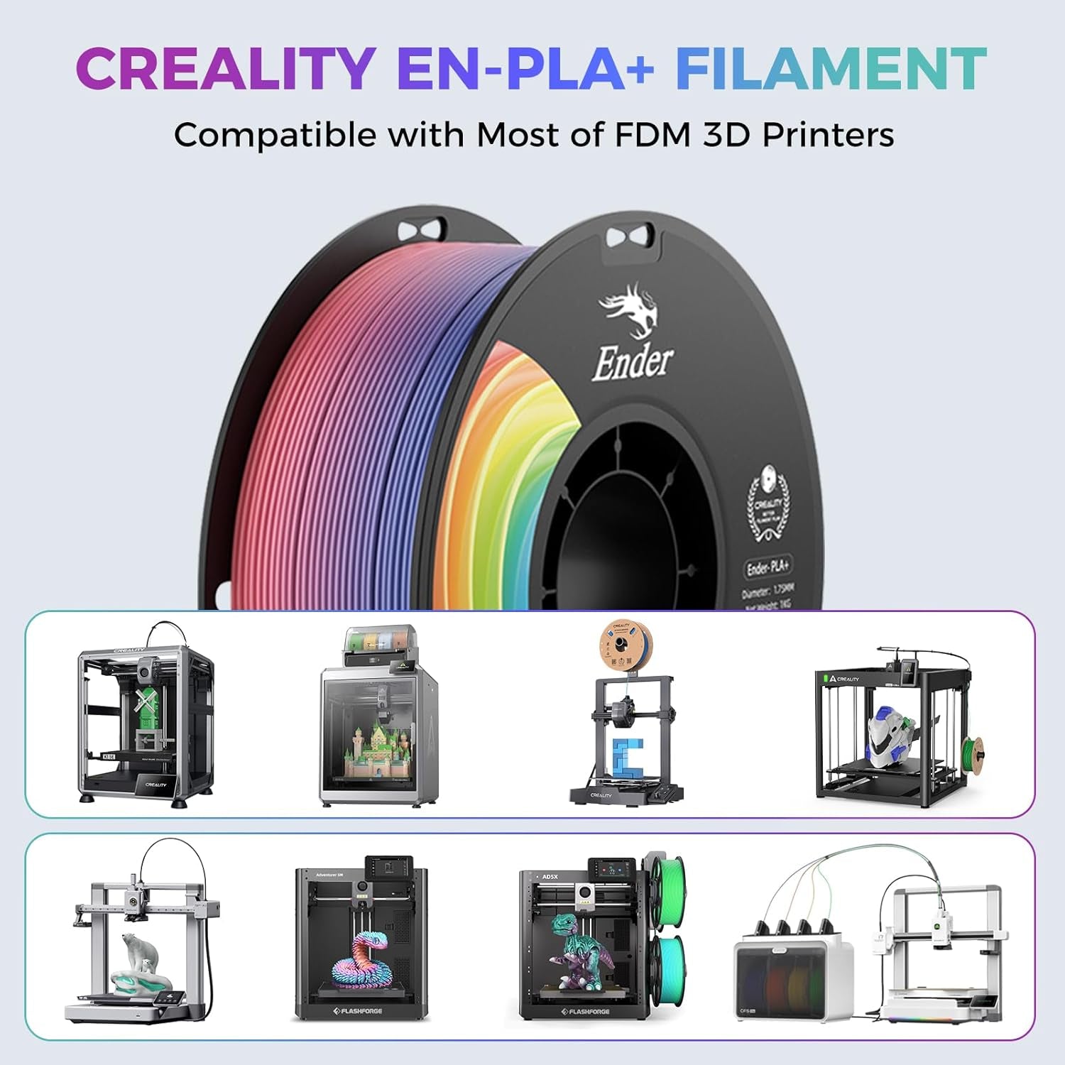 3D Printer Filament, Rainbow PLA+ Filament 1.75Mm, Multicolor PLA plus Strong Toughness Dimensional Accuracy +/- 0.03Mm, PLA Pro for Most 3D Printer, 1KG Spool(2.2Lbs)