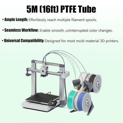 5M PTFE Tube for 1.75Mm Filament - 2.5Mm ID X 4Mm OD Bowden Tubing Compatible with Bambu Lab A1/P1/X1, Creality Ender 3/V3/K1, Prusa | Includes Free PTFE Tubing Cutter,White