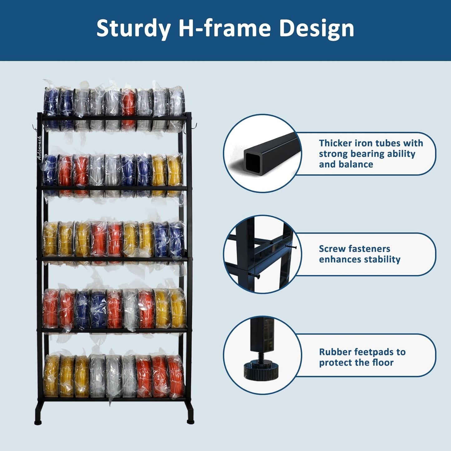 3D Printer Filament Rack, Heavy Duty Storage Shelves for 3D Printing Filaments, 5 Tier Large Capacity Filament Storage for 3D Printing Business