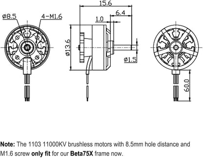 4Pcs 1103 11000KV Brushless Motors FPV 2S Motor RC for 2S Lipo Battery 2S Frame Beta75X Whoop Drone