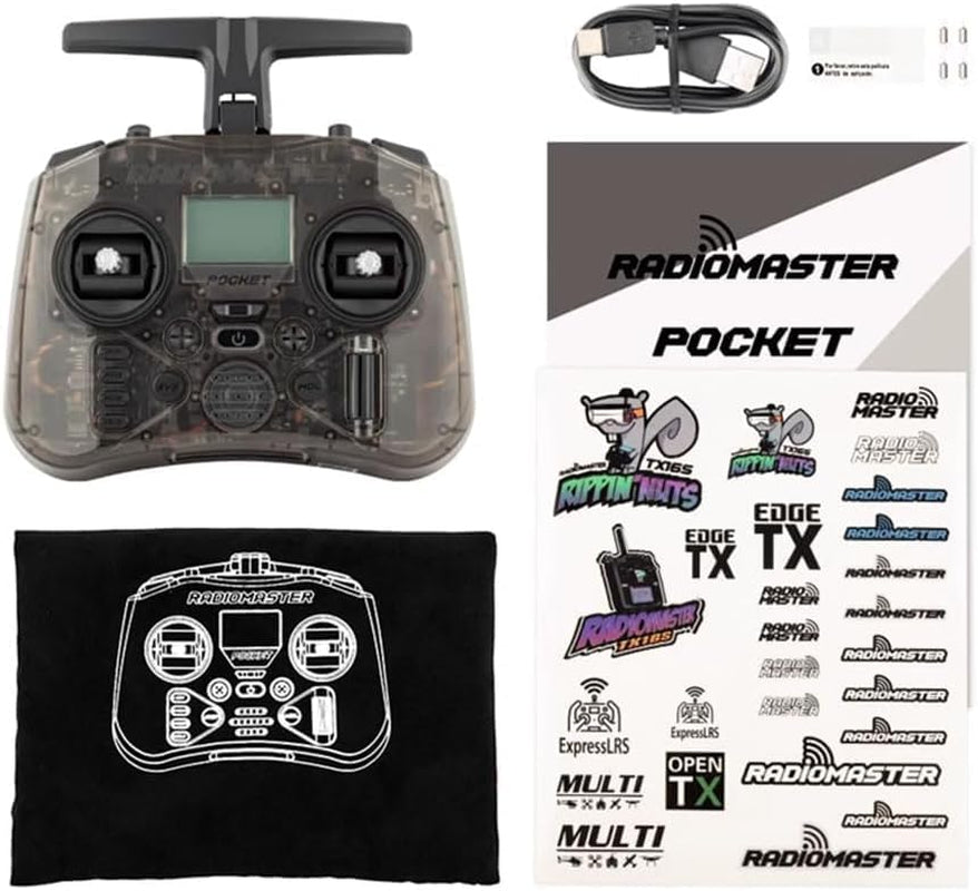 Radiomaster Pocket ELRS Remote Controller Portable Hall Gimbal Edgetx Transmitter with LED Light for FPV Drone/Rc Helicopter&Car Boats&Multirotor (Battery Not Included)