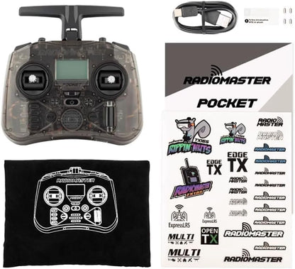 Radiomaster Pocket ELRS Remote Controller Portable Hall Gimbal Edgetx Transmitter with LED Light for FPV Drone/Rc Helicopter&Car Boats&Multirotor (Battery Not Included)