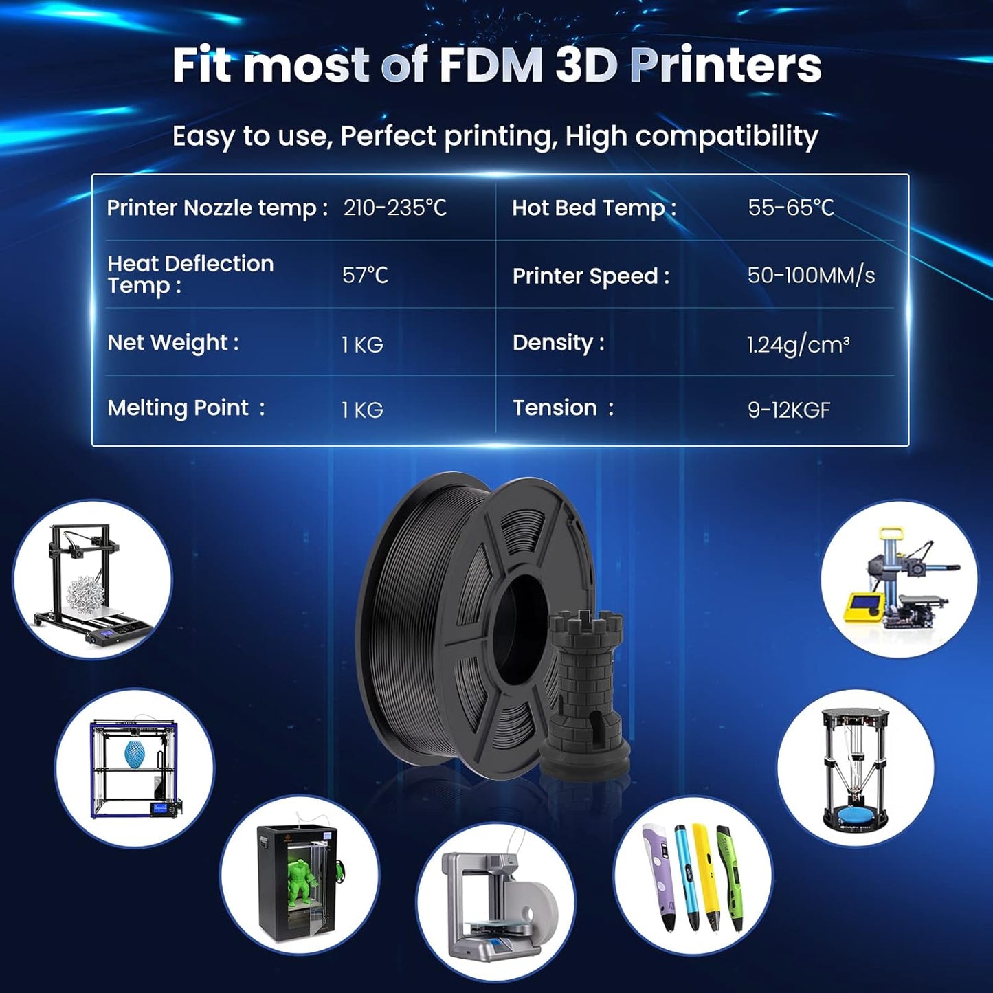 3D Printer Filament PLA plus 1.75Mm 2KG,  Neatly Wound PLA Filament 1.75Mm PRO, PLA+ Filament for Most FDM 3D Printer, Dimensional Accuracy +/- 0.02 Mm, 1 Kg Spool, 2 Packs, Black+White