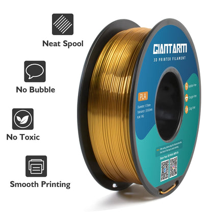3D Printer Filament, Silk Gold Pla Filament, 1Kg(2.2Lbs) Spool, 1.75Mm Dimension Accuracy +/- 0.03Mm, 3D Printing Filament