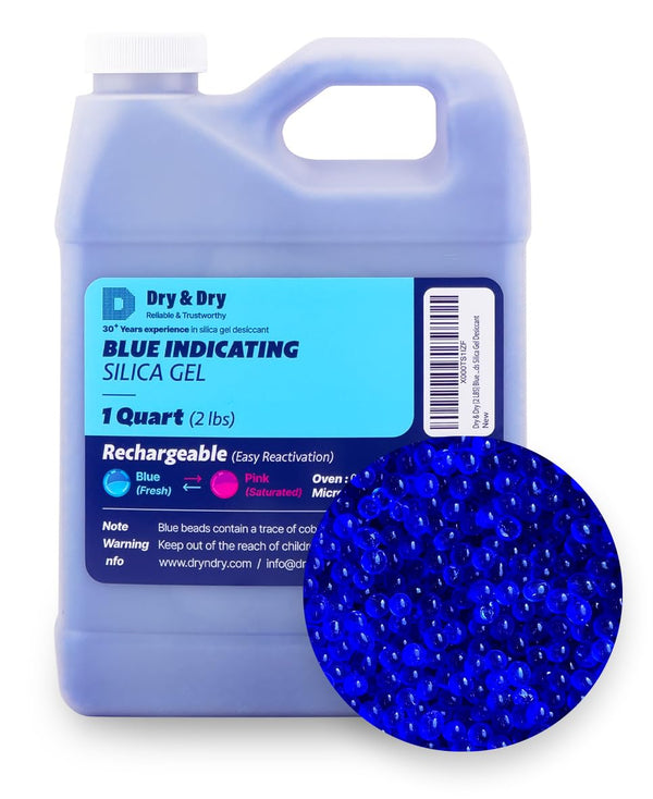 [2 LBS] Blue Indicating Silica Gel Beads Desiccants (Industry Standard 3-5 Mm) - Reusable Desiccant Beads Silica Beads(Blue to Pink)